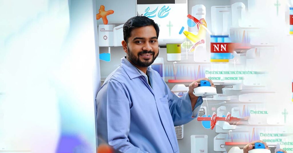 A Bangladeshi man inside a calibration lab in Bangladesh serving to Healthcare and Pharmaceuticals industry