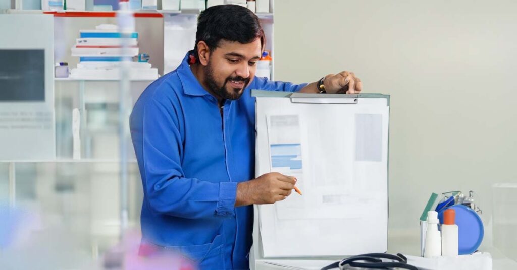 A Bangladeshi man inside a calibration lab in Bangladesh serving to Energy and Utilities industry