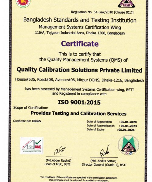 Calibration Certificate: Certification Service in Bangladesh