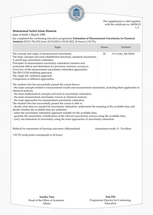 completion calibration certificate